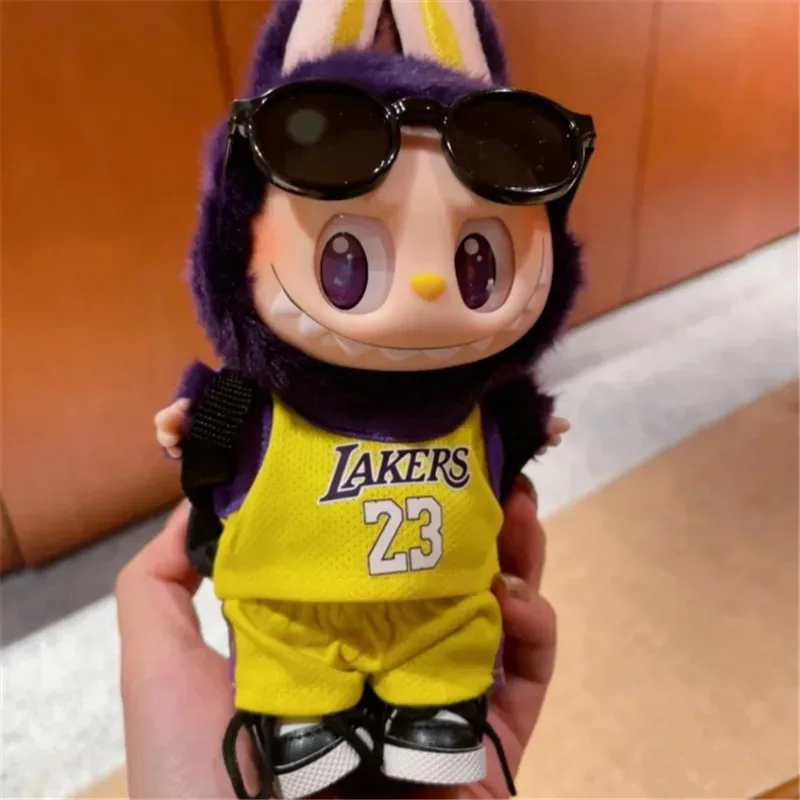 15 17 سنتيمتر ل Labubu دمية كرة قدم رياضية نادي الزي الملابس تي شيرت السراويل السراويل حذاء قماش مجموعة الملابس الرياضية الصبي لعبة