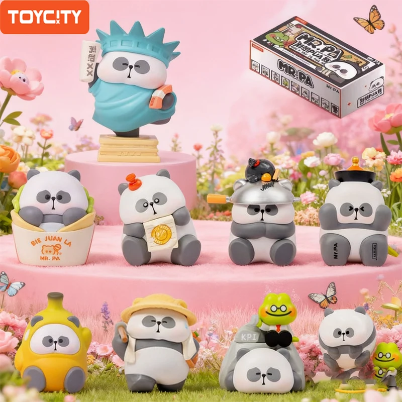 Toycity "MR.PA لا تجول إلى Pua Me" الأصلي Artoon صندوق أعمى اللعب عمل الشكل لطيف الباندا جمع صندوق غامض الأطفال هدية