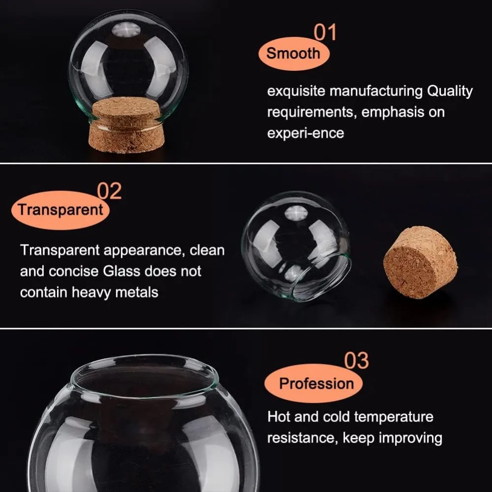 Set of 6 Glass Dome Lid Decorative Display Jars 2.5x2.7\