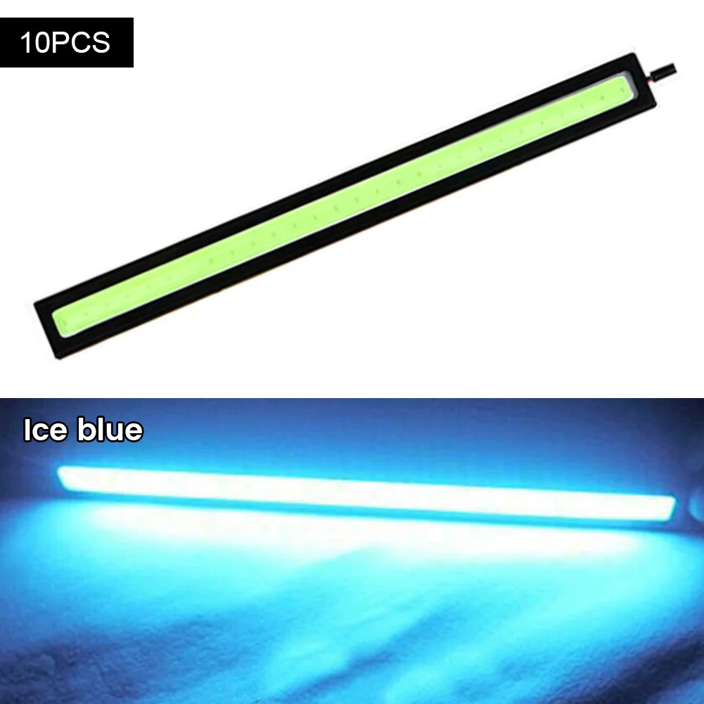 Bande lumineuse étanche à LED COB pour voiture, feu de jour, blanc/bleu/bleu glacé, antibrouillard, DC10V-12V, 10 pièces