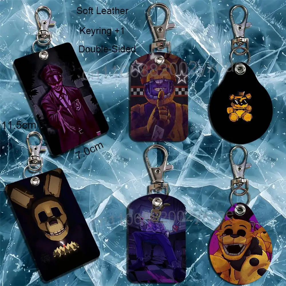 William Afton Springtrap Freddy FNAF Leather Card Holder with Exquisite Keychain purpose Case for Metro ID Control Card Badge
