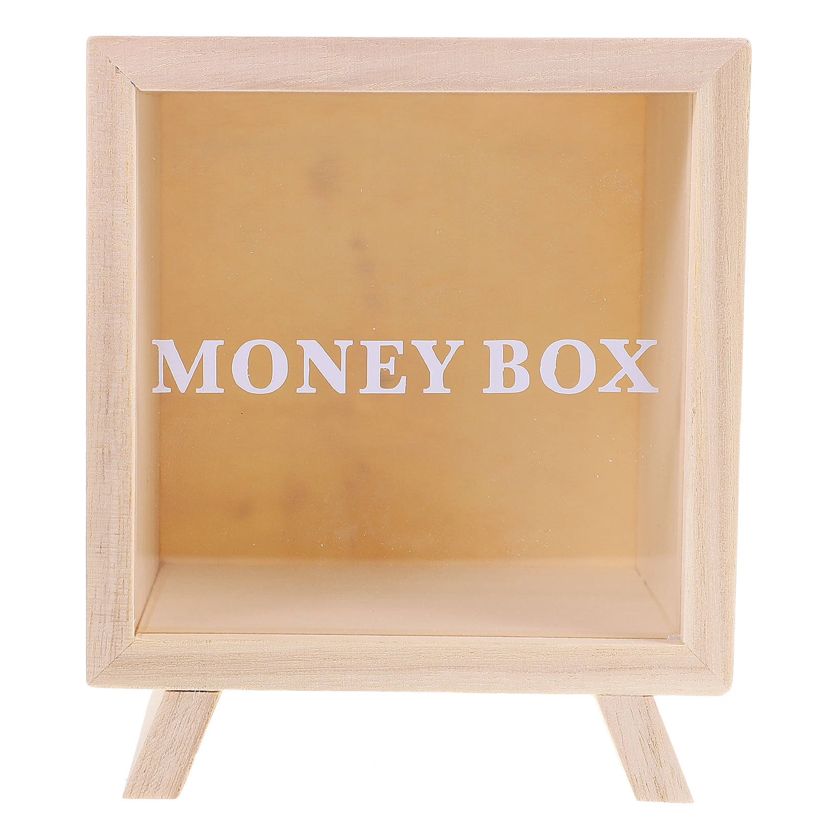 

Wooden Piggy Bank Solid Money Box for Kids Adults with Transparent Window Design Savings Habit Gift Idea Cash Coin Jar