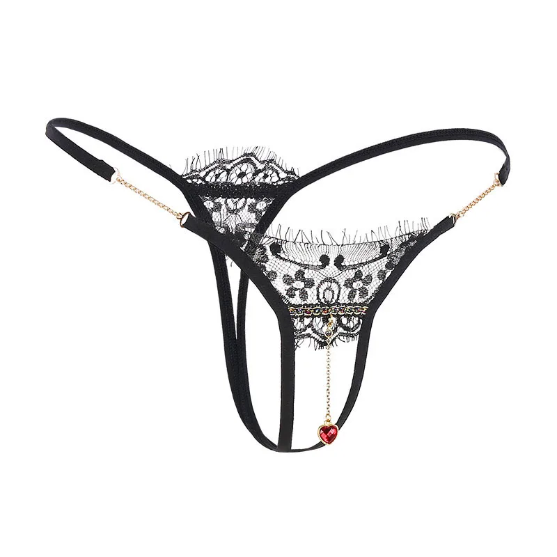 Open Crotch Pendant Panties women Sexy lingerieTransparent erotic Underwear Lace Pearl Thong Crotchless Panty Gstring 2024