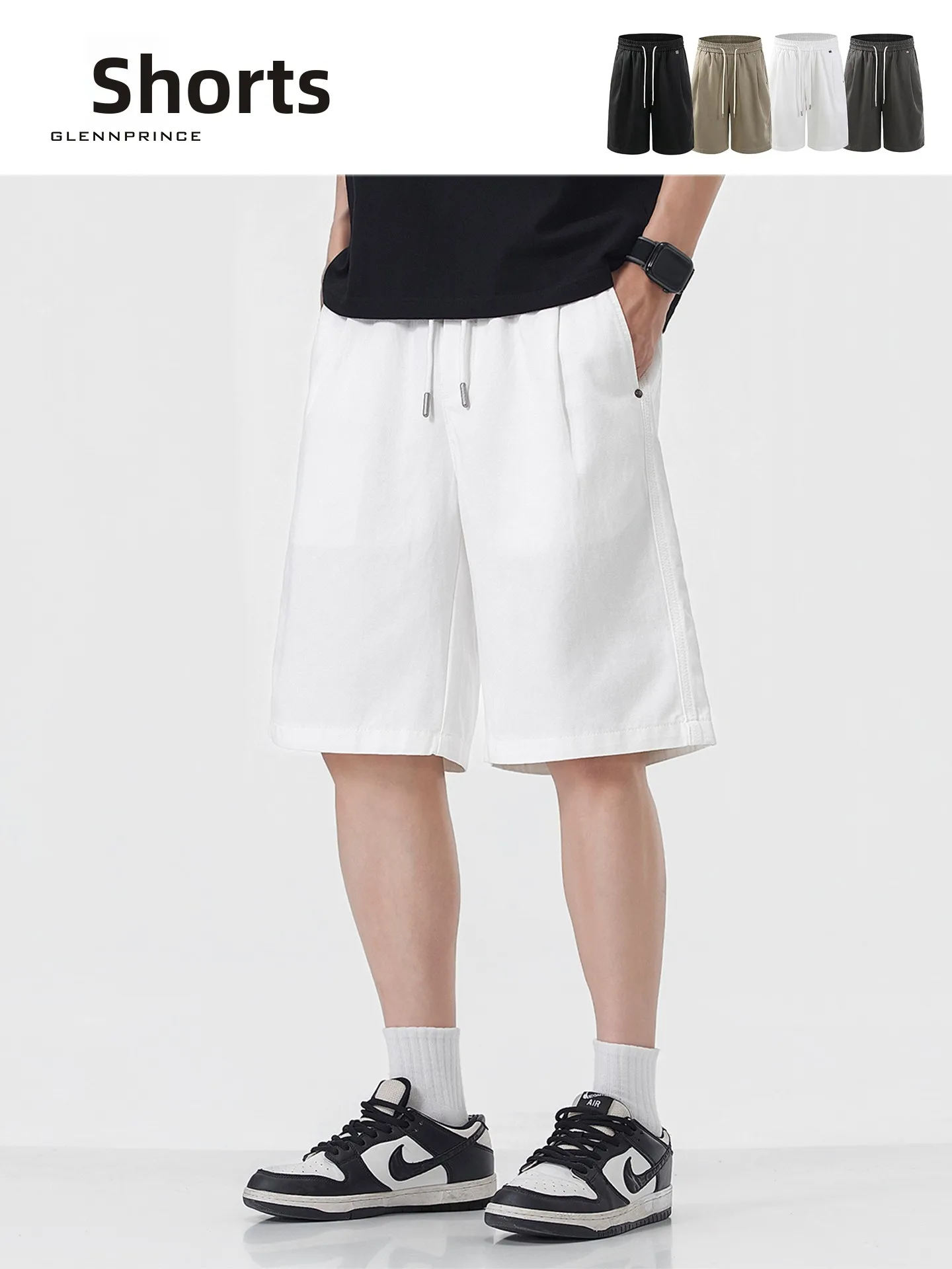 Lightweight Breathable Men's Outdoor Sports Shorts American Retro Rayon Lyocell Five-Quarter Straight Leg Casual Trousers