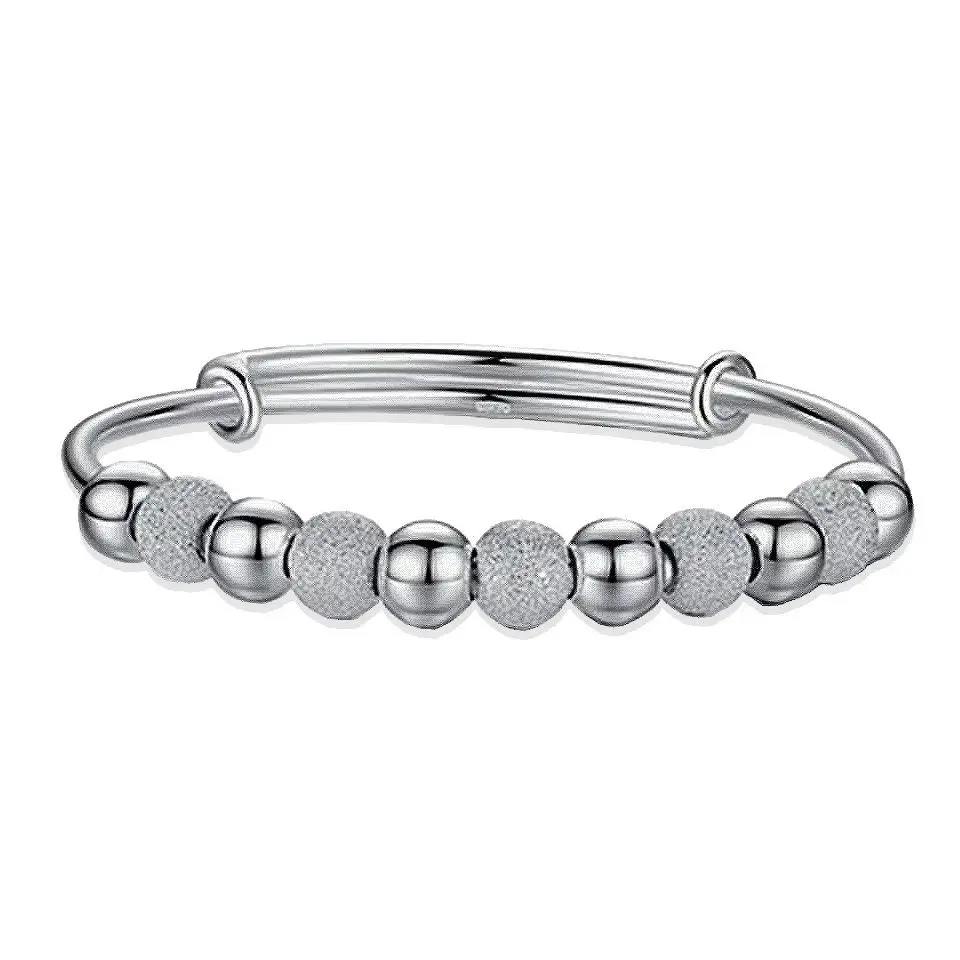 925 Silver Transfer Bead Chain Bracelet for Women, Versatile, Fashionable, Young, Sliding, Adjustable Wedding Friend Gift