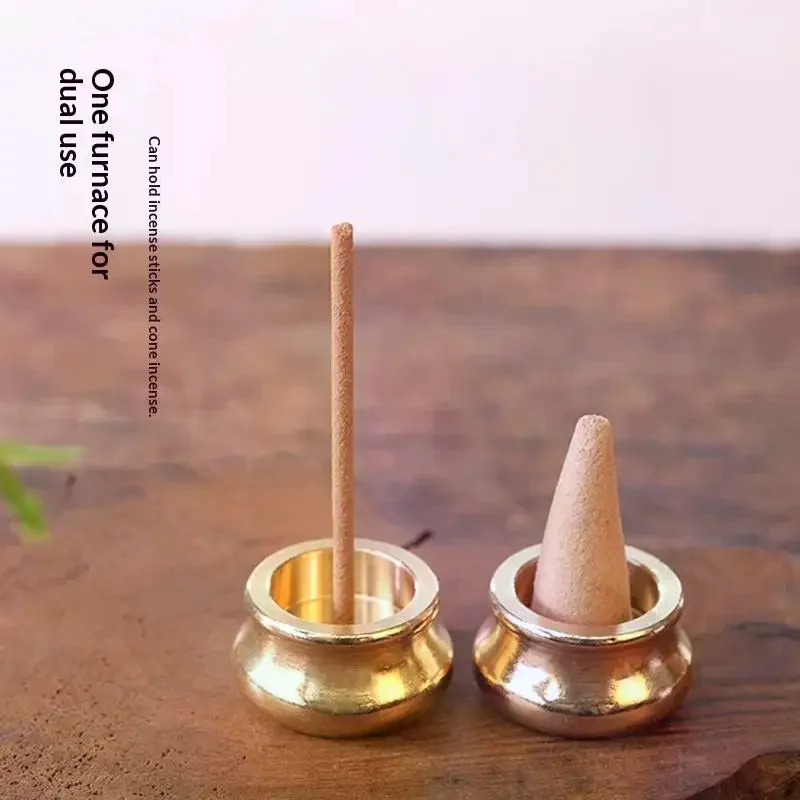 Buddhism Gadgets Copper Censer Incense Holder Ash Catcher Joss-stick Inserted Traditional Shapes Mini Cafe Ornament Home Decor