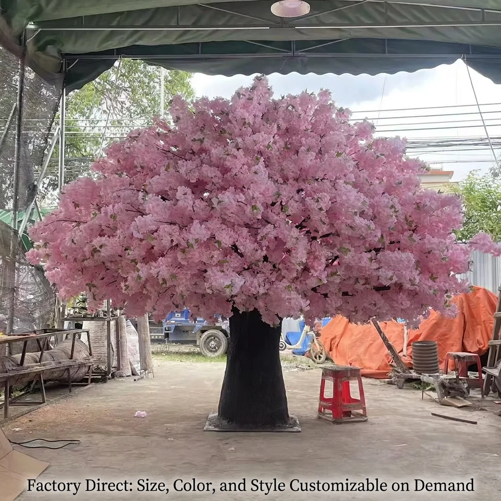 #￥Jumei FactoryCustom Plastic Artificial Sakura Tree2.85m H 4m Wide Silk Printed Cloth Eco-friendly Long-Lasting Hotel Use Event