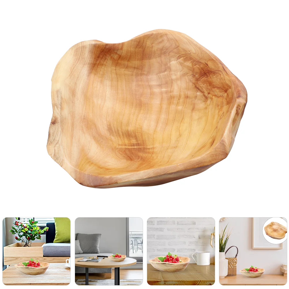 

Fruit Bowl Wooden Decorative for Kitchen Counter Rustic Coffee Table Dinner Plates