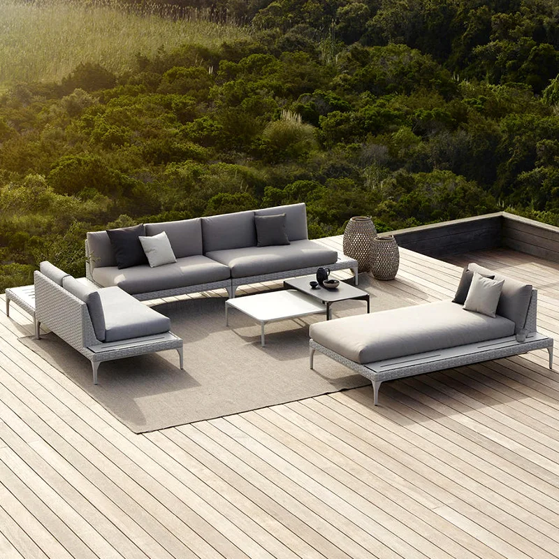 Outdoor sofa, courtyard, outdoor rattan chair, waterproof and sunscreen balcony, leisure rattan sofa combination, Nordic outdoor