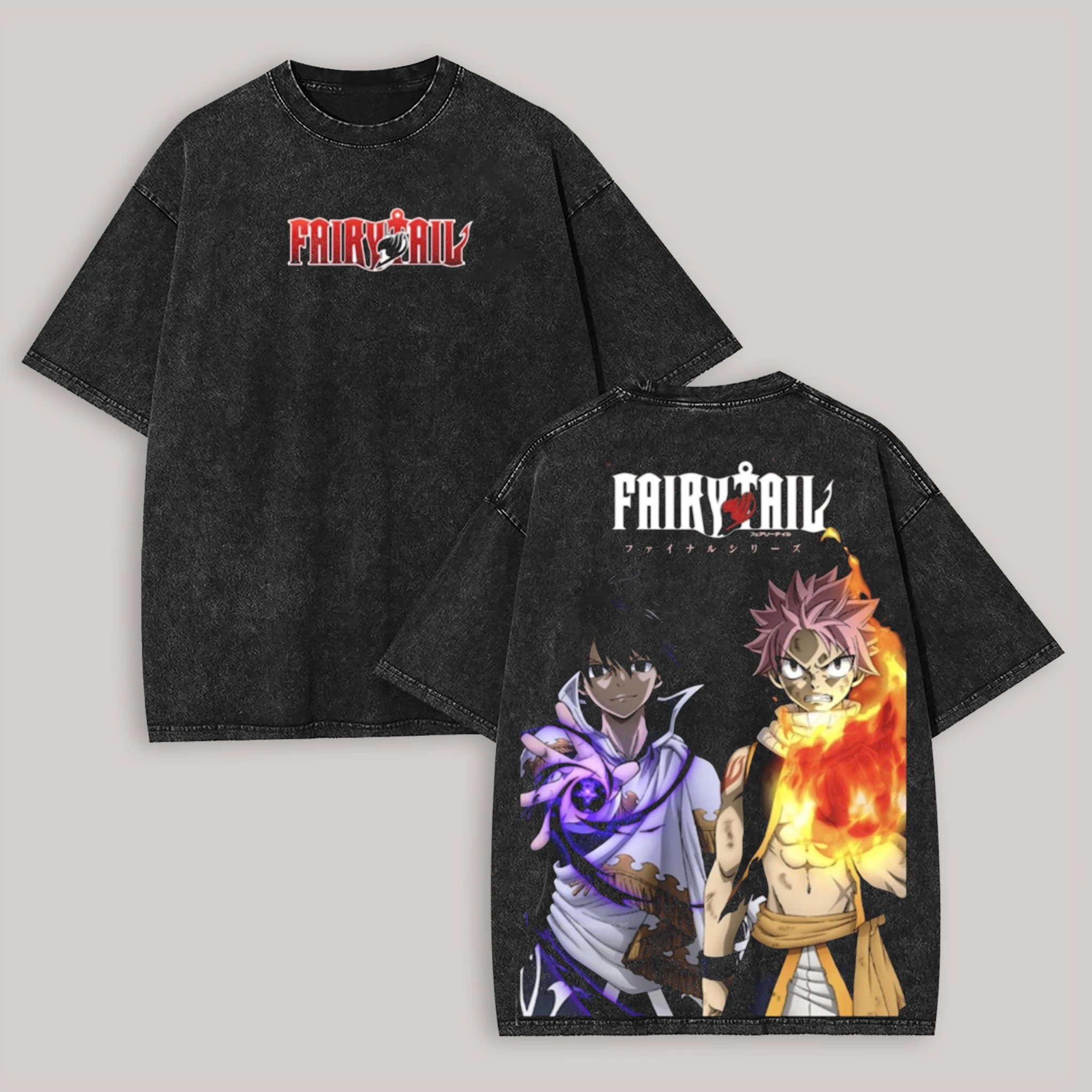 Fairy Tail Anime Lover Washed T-shirt personality Clothes Oversized Unisex Year round clothing high quality hot product Couples