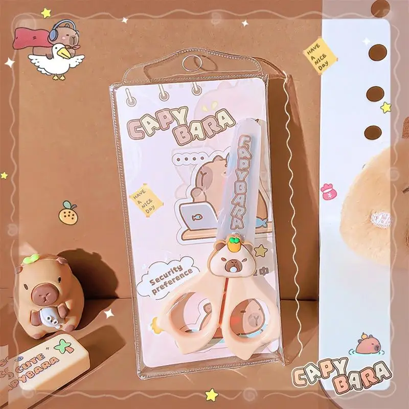 Cute Scissors Cute Capybara Round Tip Safety Scissors For Kindergarten Children Activities Supplies Anti-Slip Handle Students