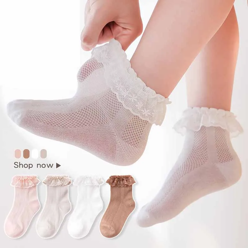 

Children's Socks Summer Thin Mesh Breathable Combed Cotton Exquisite Lace Socks Girls Princess Socks Dance Socks Lace Socks