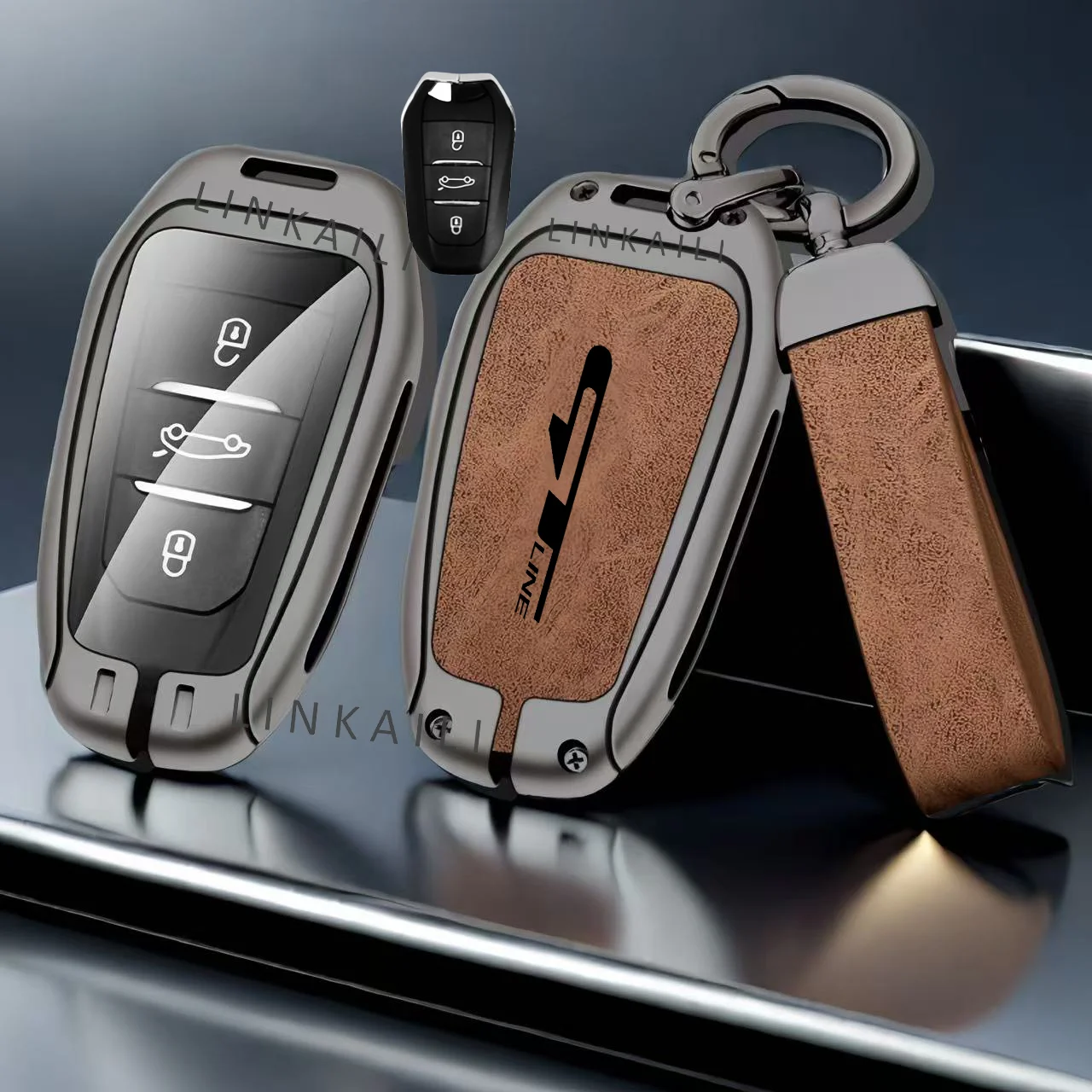 Auto Zink-legierung Schlüssel Fall Tasche Für Peugeot GTLine 207 307 407 208 308 408 508 2008 3008 4008 5008 RCZ Auto Schlüssel Kette Metall Schlüssel Shell – Detail 12