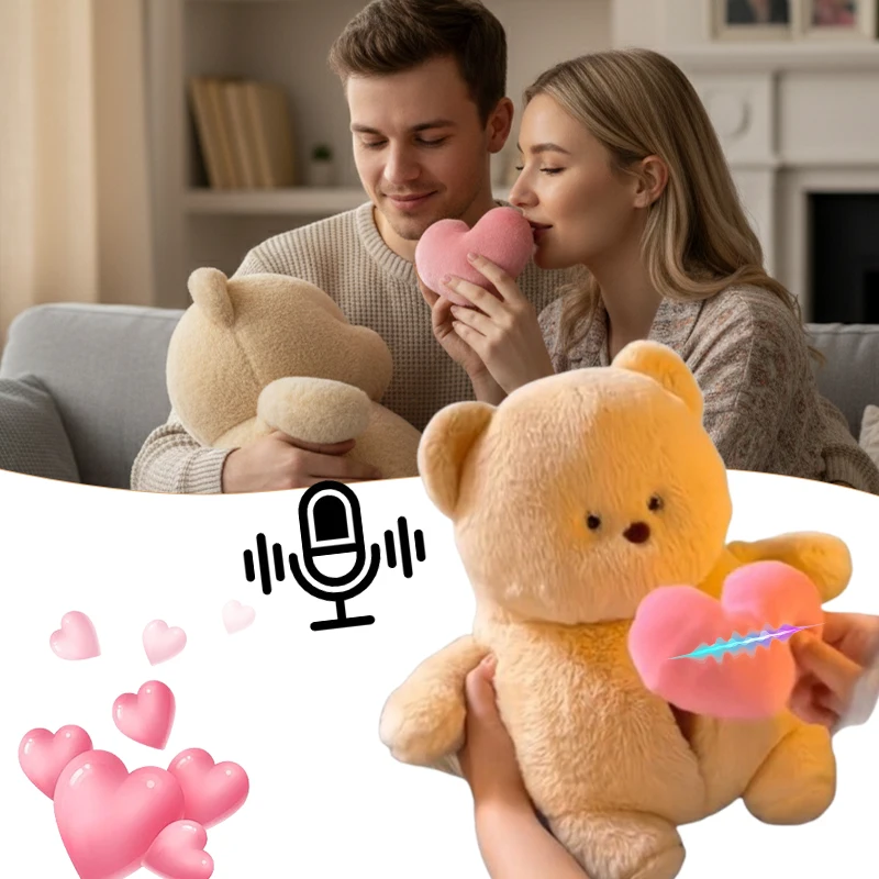 Voice Message Plush Bear Toy With Recording Heart Gift Romantic Valentine Present For Girlfriend To Express Your Love