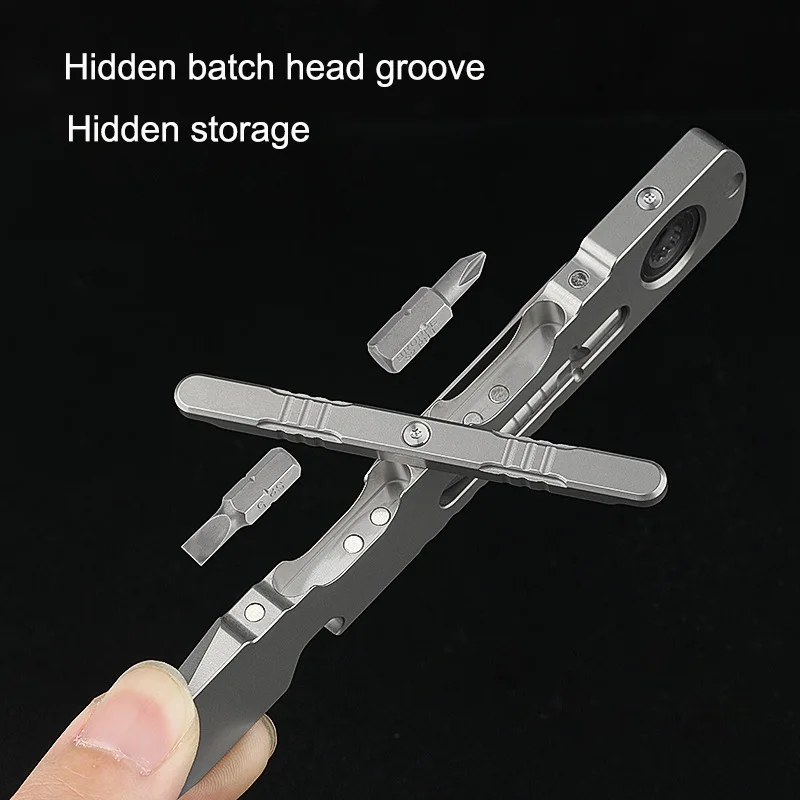 Titanium Alloy Crowbar Multifunctional Bottle Opener Hexagon Wrench Phillips Screwdriver Straight Screwdriver Metal Pen Pry Bar