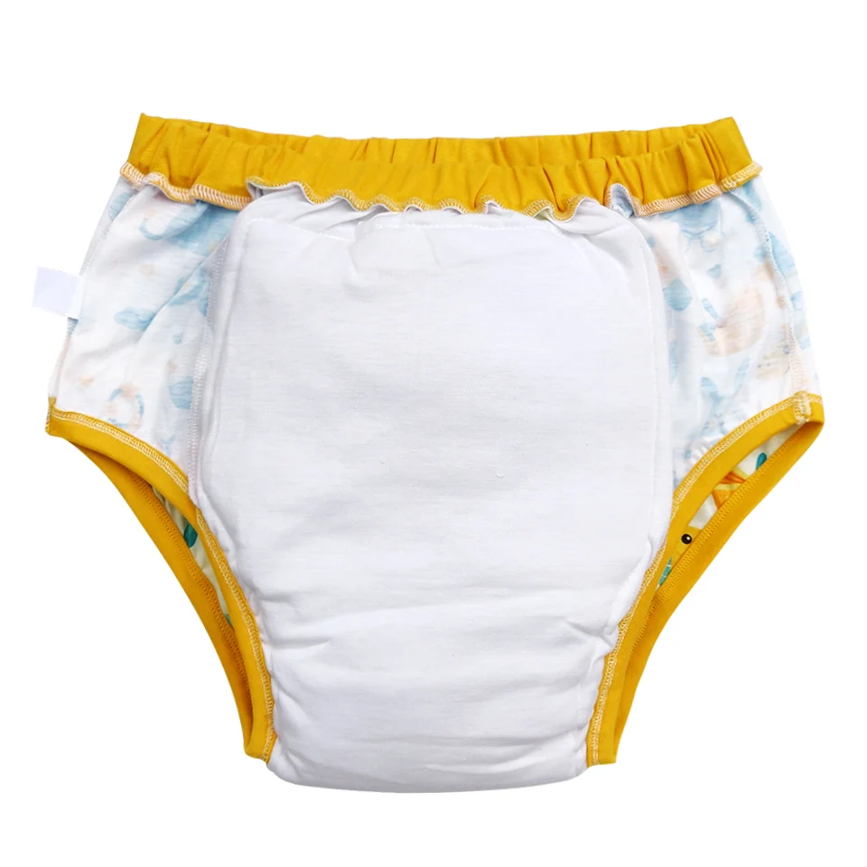 Waterproof Cotton Adult Baby Training PantsGiraffe Elephant Print Reusable Infant Shorts Underweaer Cloth Diapers Panties Nappy