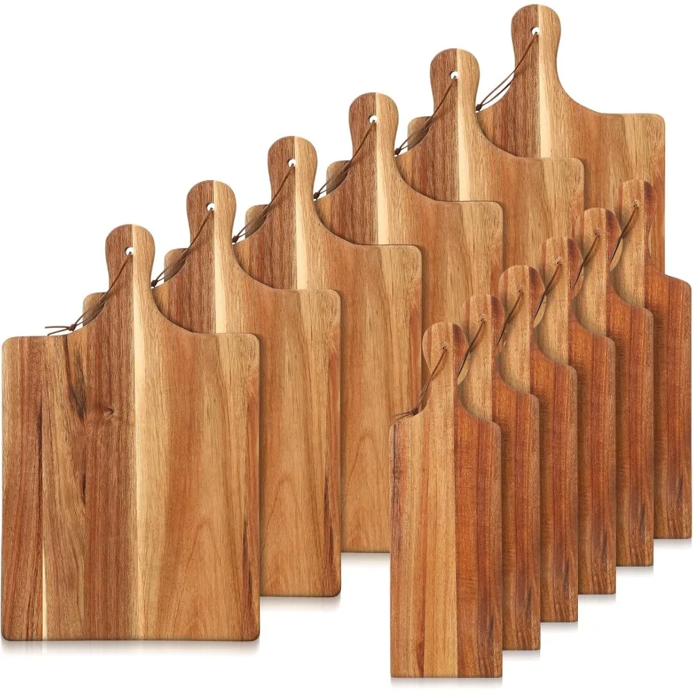 

Набор разделочных досок из дерева акации, 12 шт., с ручкой, разделочная сервировочная доска, блок мясника, кухонный подарок на свадьбу