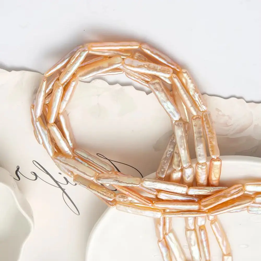 

Натуральные пресноводные жемчужины 6x25 мм, розовые, модные, длинные, полосатые, рассыпные бусины, подвески для DIY ожерелий и браслетов, хит продаж