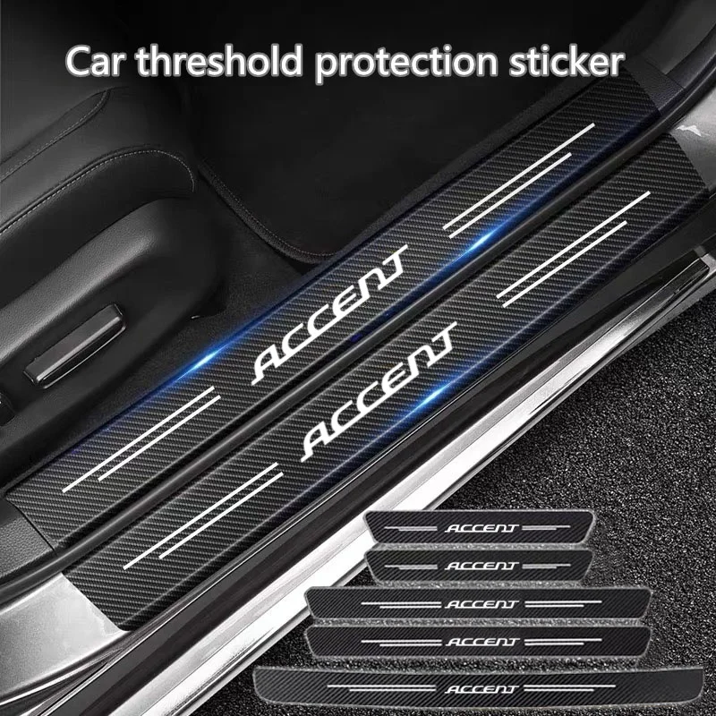 60X7CM Car Door Sill Side Anti Scratch Protector Strip Carbon Fiber Car Sticker For Hyundai Accent Verna Solaris Brio 2008-2015