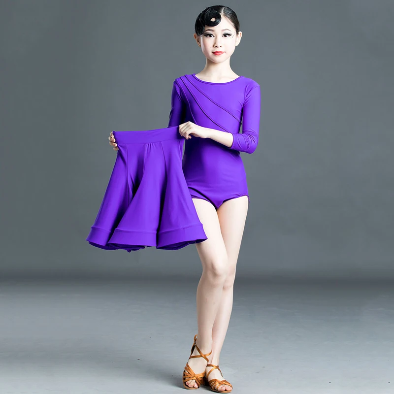 Purple Latin Dance Dress Girls Latin Top Skirt National Standard Ballroom Dance Competition Clothes Latin Dance Costumes XS5901
