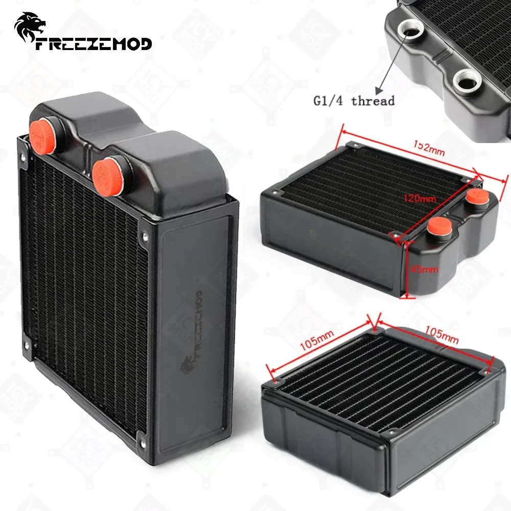 FREEZEMOD Radiatore in alluminio da 120 mm Spessore 45 mm Raffreddamento ad acqua per computer Dissipatore di calore a doppio strato G1/4 Interfaccia filettata SR-120SL