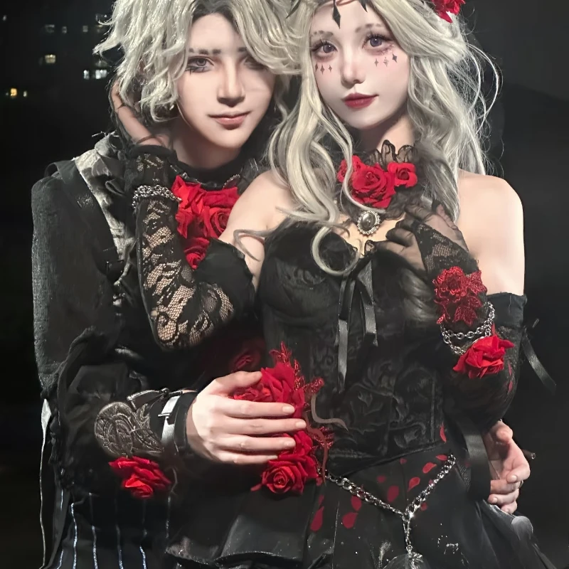 Identity V Game Психолог Доктор Ада Эмиль Пацієнт Месмер Вечная Ночь Косплей Костюм Парик Черная Роза Платье Пальто Хэллоуин