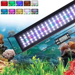 Iluminação LED Fish Tank Light com display LCD e termômetro, iluminação do aquário, função de memória, espectro completo, 24, 7 ciclo, IP68