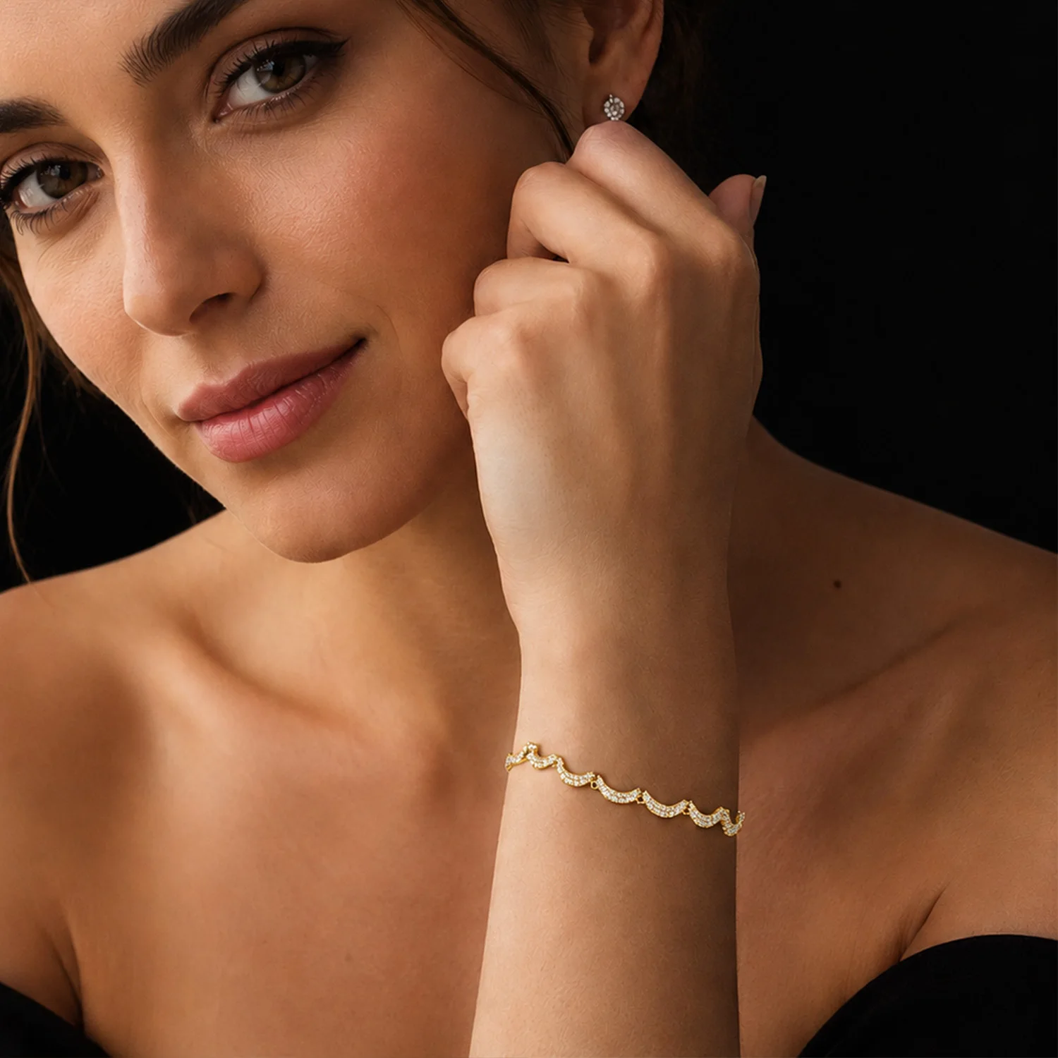 Women Minimalist Wavy Zigzag Thin Chain Bracelet Delicate Wave Pattern Stackable Wrist Bracelet Elegant Jewelry For Wedding Occa