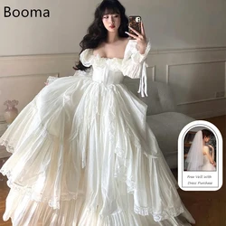 Booma Simple A-Line Wedding Dresses Lace Floor-Length Full Sleeve Bow Brides Gown Custom Made 2025