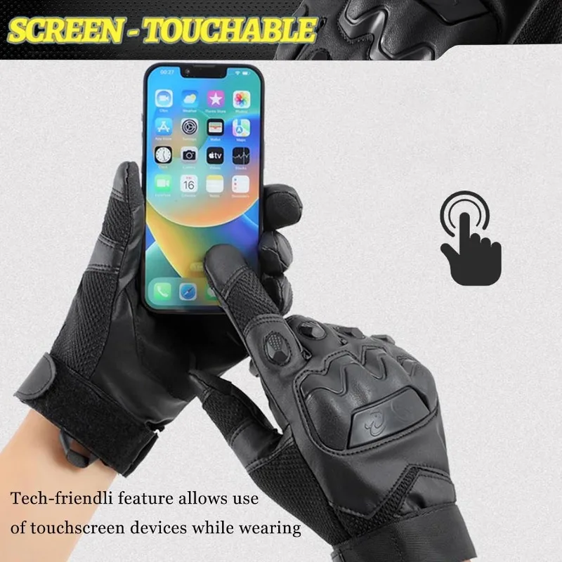 

Tactical Gloves for Men Touchscreen Motorcycle Gloves with Hard Shell Leather Palm Padding for Outdoor Sports Motorcycle Cycling