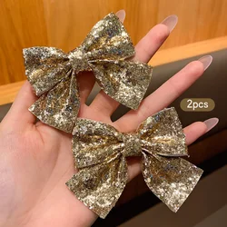 2 gold bow hair clips, fashionable, sweet and cute, suitable for daily use as hair accessories