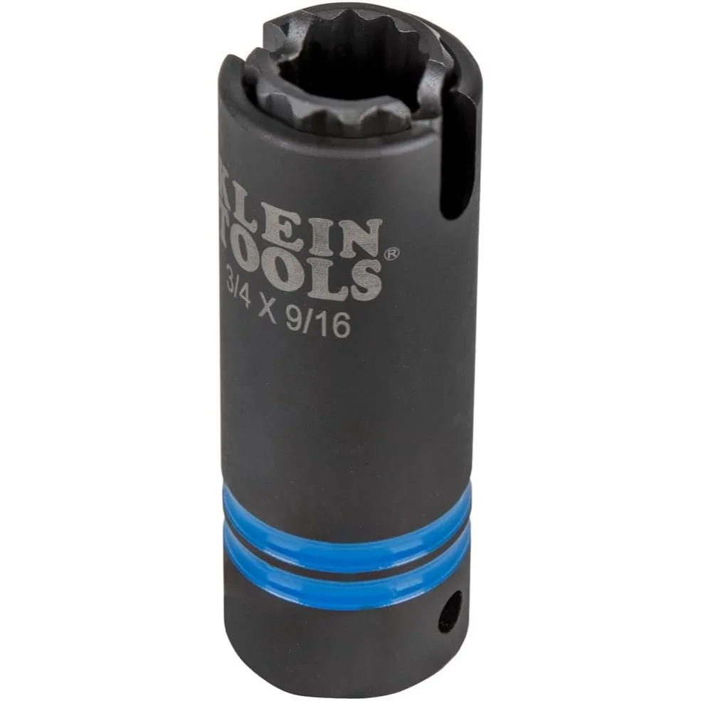

3-in-1 Slotted Impact Socket 12-Point Deep Sockets, 3/4 and 9/16-Inch Hex Sizes, 1/2-Inch Drive