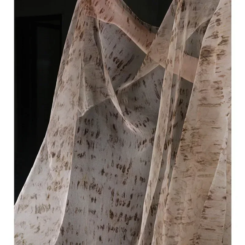 

Silk Printing Yarn Black Bean Clear Tea Light and Thin 100% Silk Art Chinese Style Skirt Clothing Design Fabric