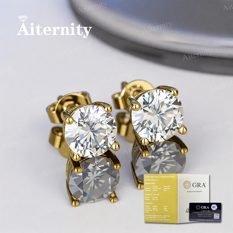 

0.1ct-2ct D Color Certified Moissanite Stud Earrings Lab Created Diamond 925 Sterling Silver Wedding