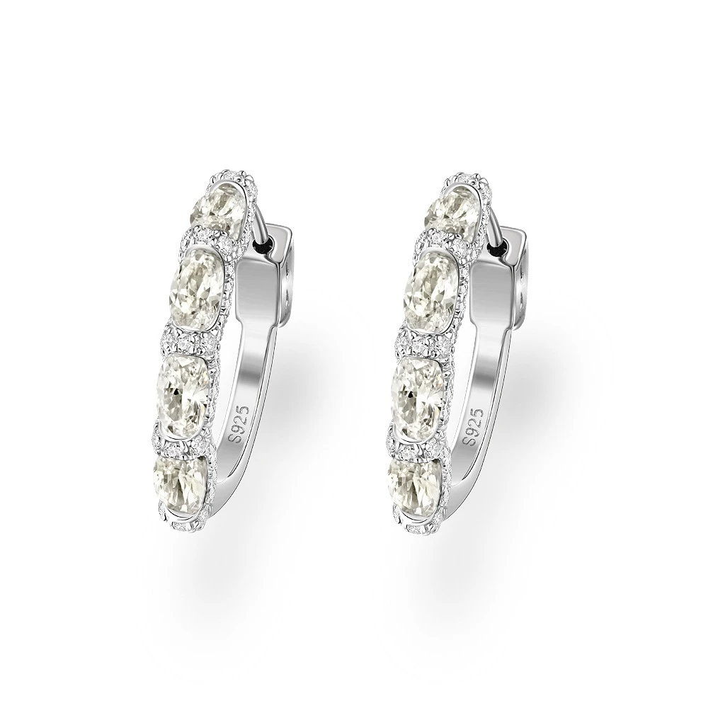 Wong Rain Luxury 925 Sterling Silver Oval Emerald Ruby Pink Sapphire Gemstone Hoop Earrings Wedding Engagement Fine Jewelry Gift image 6