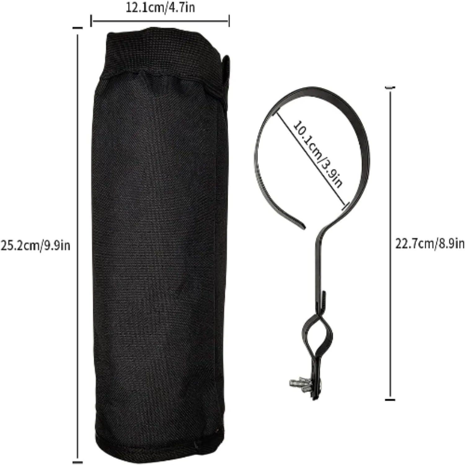 Drumstick-Röhrentasche, schwarz, zylindrischer Drumstick-Halter, Nylontuch, Metallclip, robustes Zubehör für Percussion-Trommelinstrumente