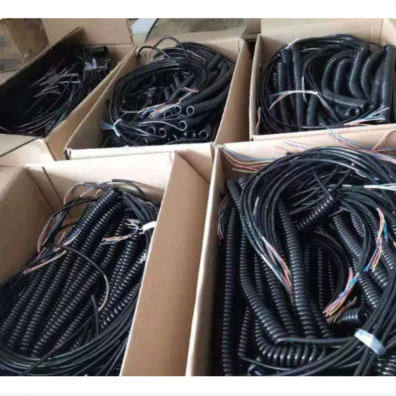 Suitable for Spring Wire 2 3 4 Core PU Telescopic Spiral Cable National Standard Copper Core C Black High Elastic Power Cord