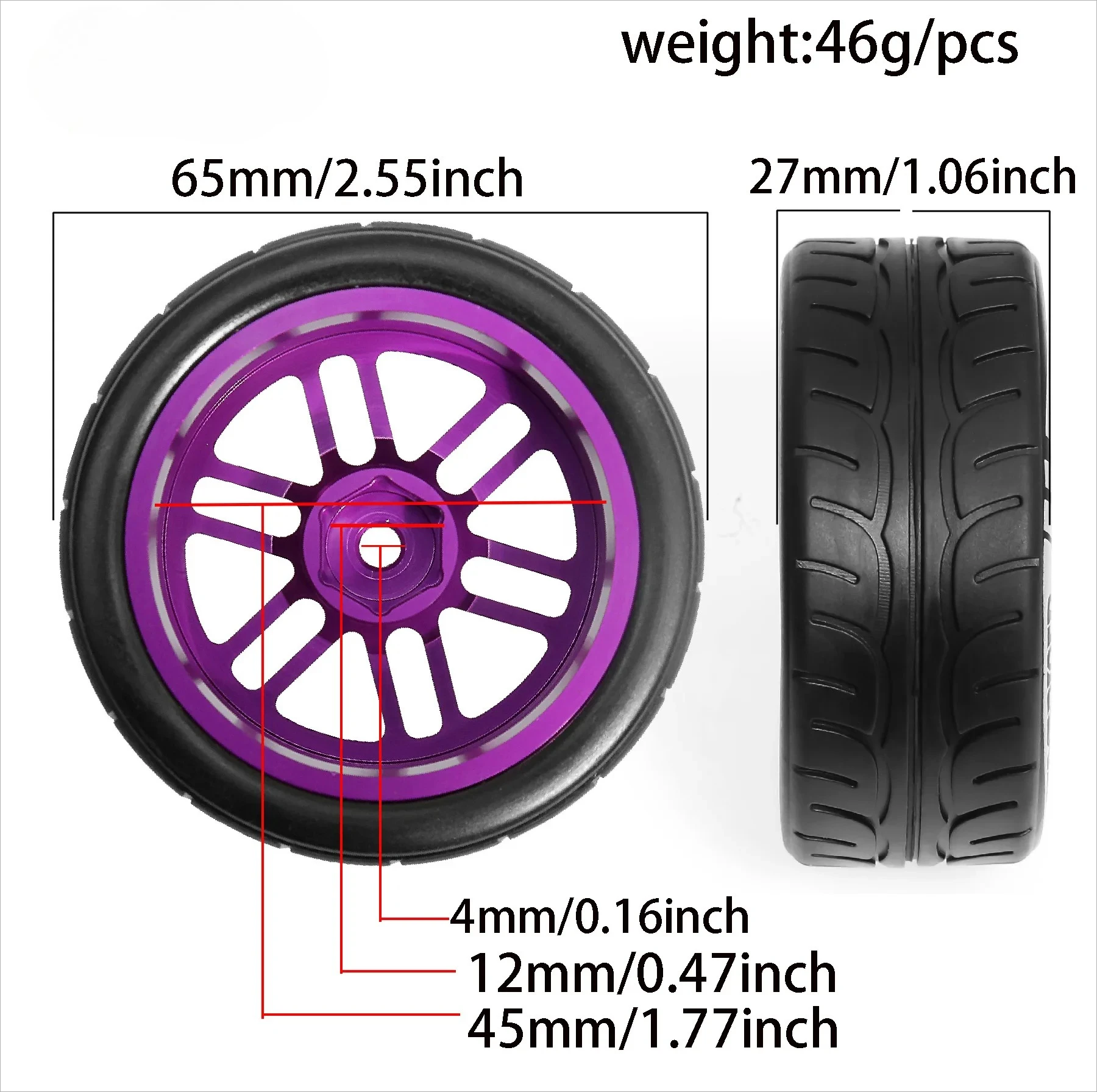 

Комплект прочных металлических колесных шин 1/10 RC с шестигранным креплением 12 мм для Tamiya TT01/TT02/XV01/XV02/PTG-2 HSP HPI Kyosho