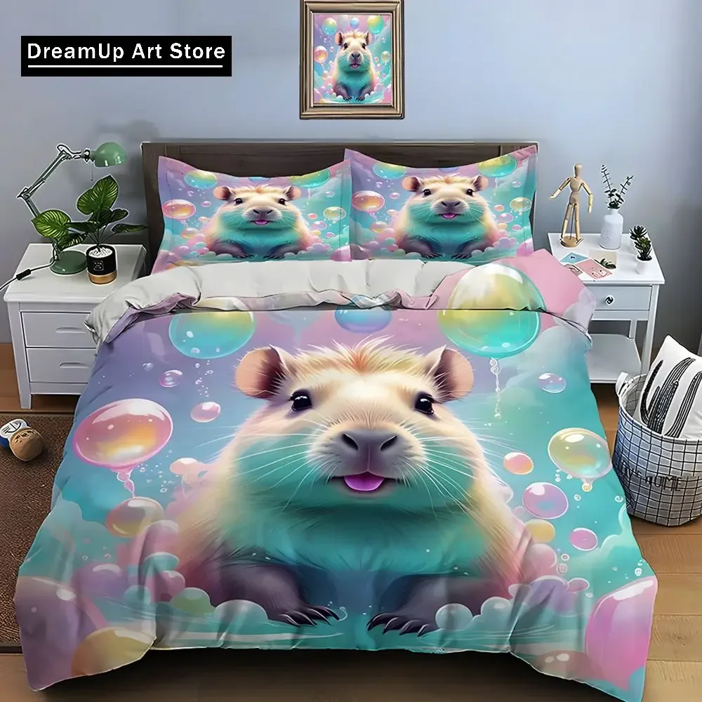 

Cute Cartoon Capybara Print Bedding Set Animal Duvet Cover Set King Queen Double Twin Comforter Cover Set For Home Decor