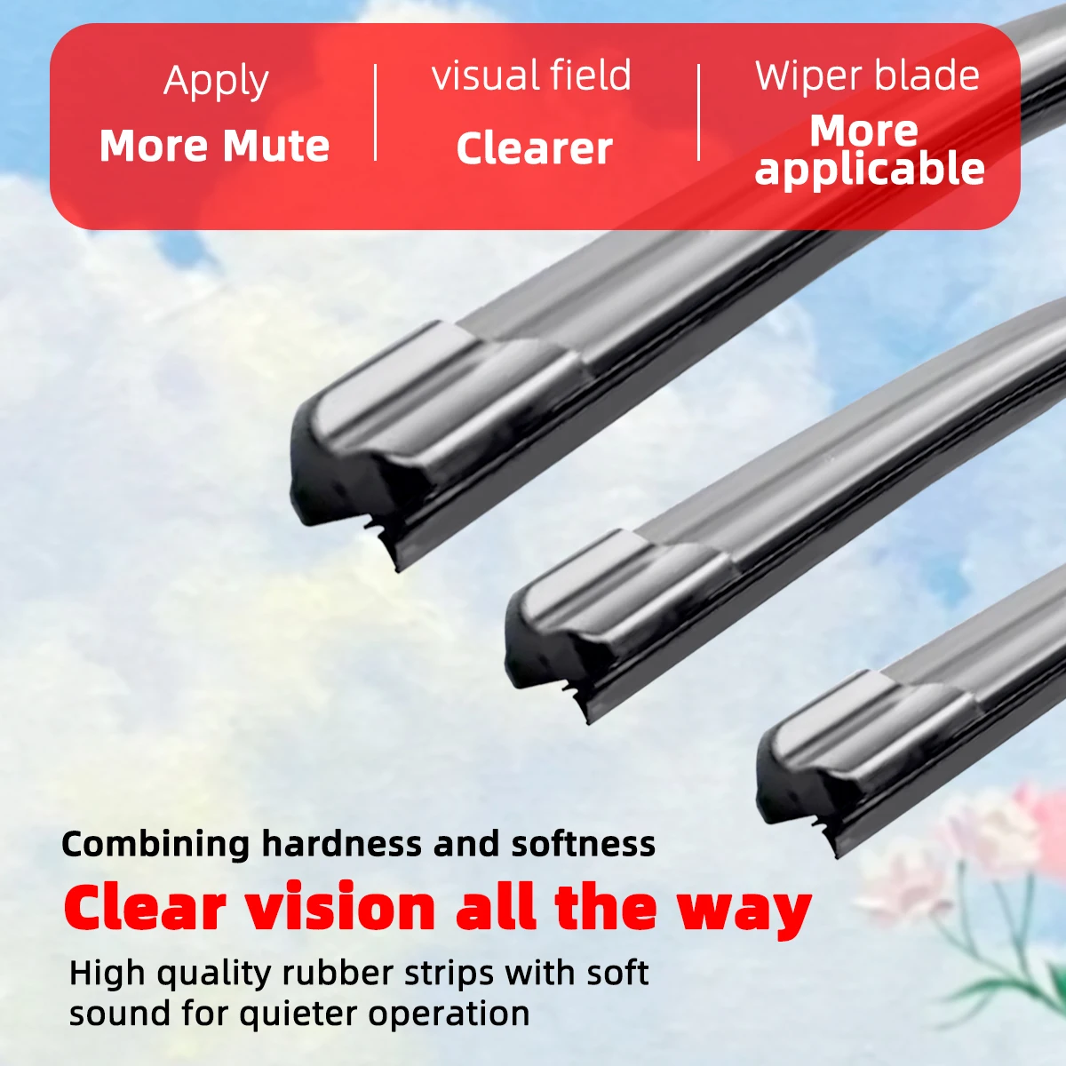 1PC Wiper Universal J/U-Shaped Hook Frameless Wiper Natural Rubber Strip Windshield Wiper13\