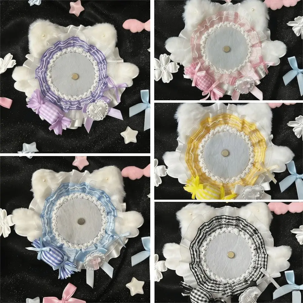 Cute Lace Badge Holder Cat Ear Flower Wings Badge Display Base DIY Itabag Decor Anime Badge Decoration