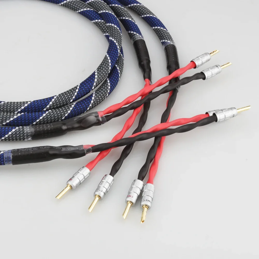 

High Quality Audiocrast Silver Plated Speaker Cable Hi-Fi Loudspeaker Cable Matched Left/Right Pair With Banana Plug