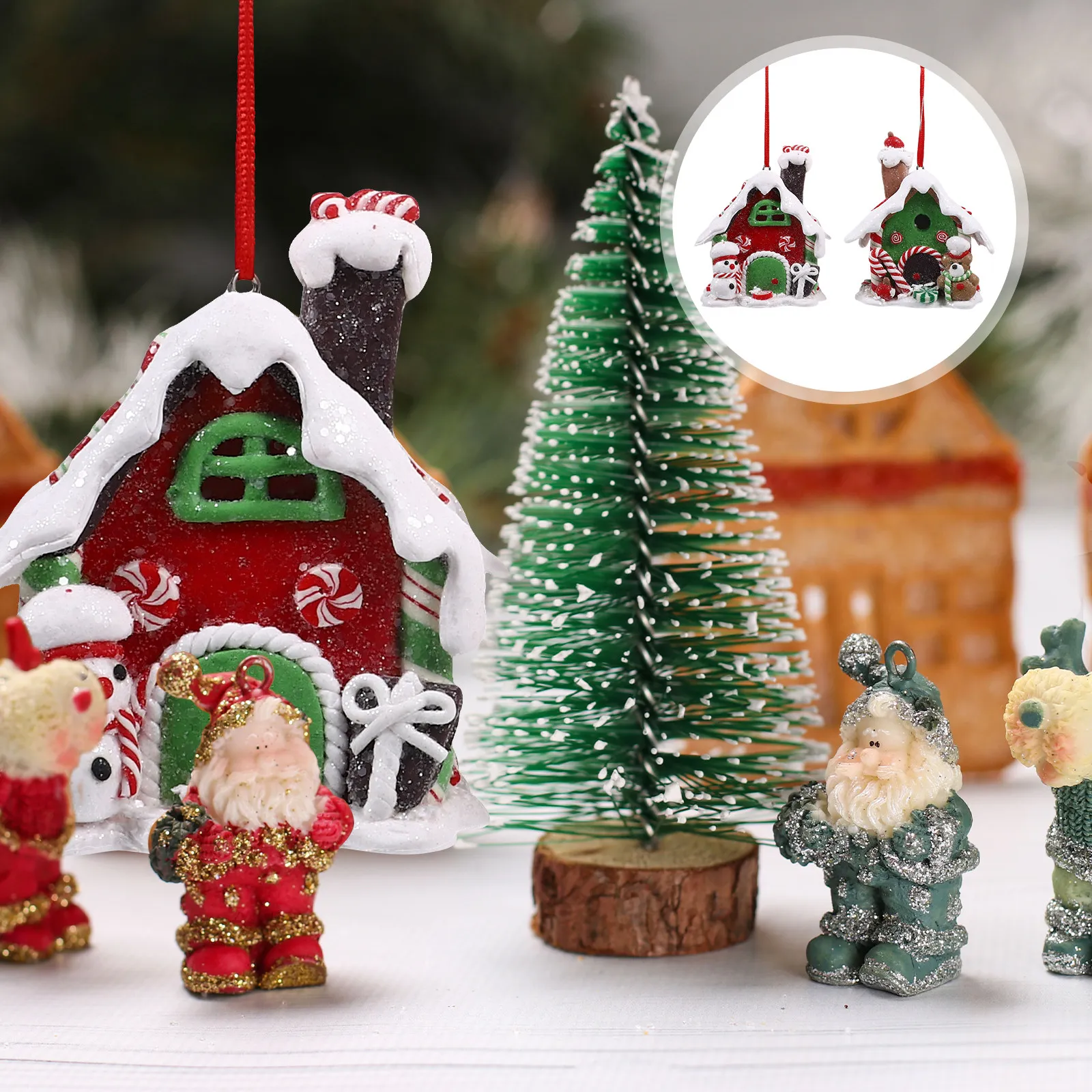 Lighting Decor House - 2 шт. светящихся рождественских домиков-конфет из