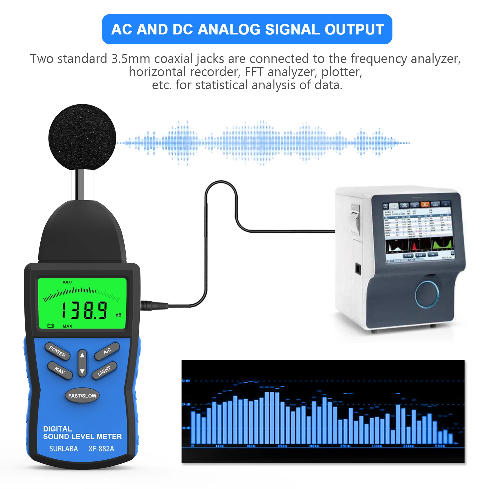 30-130dB Digital Sound Level Meter Audio Level Meter Sonometro Sound Meter Decibelimetro with LCD Display