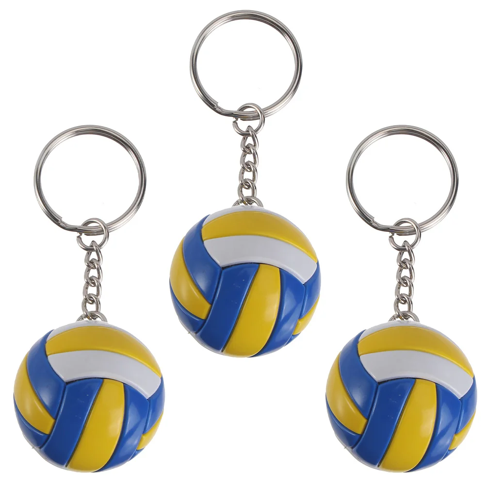 

3 Pcs Volleyball Keychain Sport Accessories Chains Ring Pendants Pu Fan Decorative Child Girl Sports Souvenir Keyring Chic