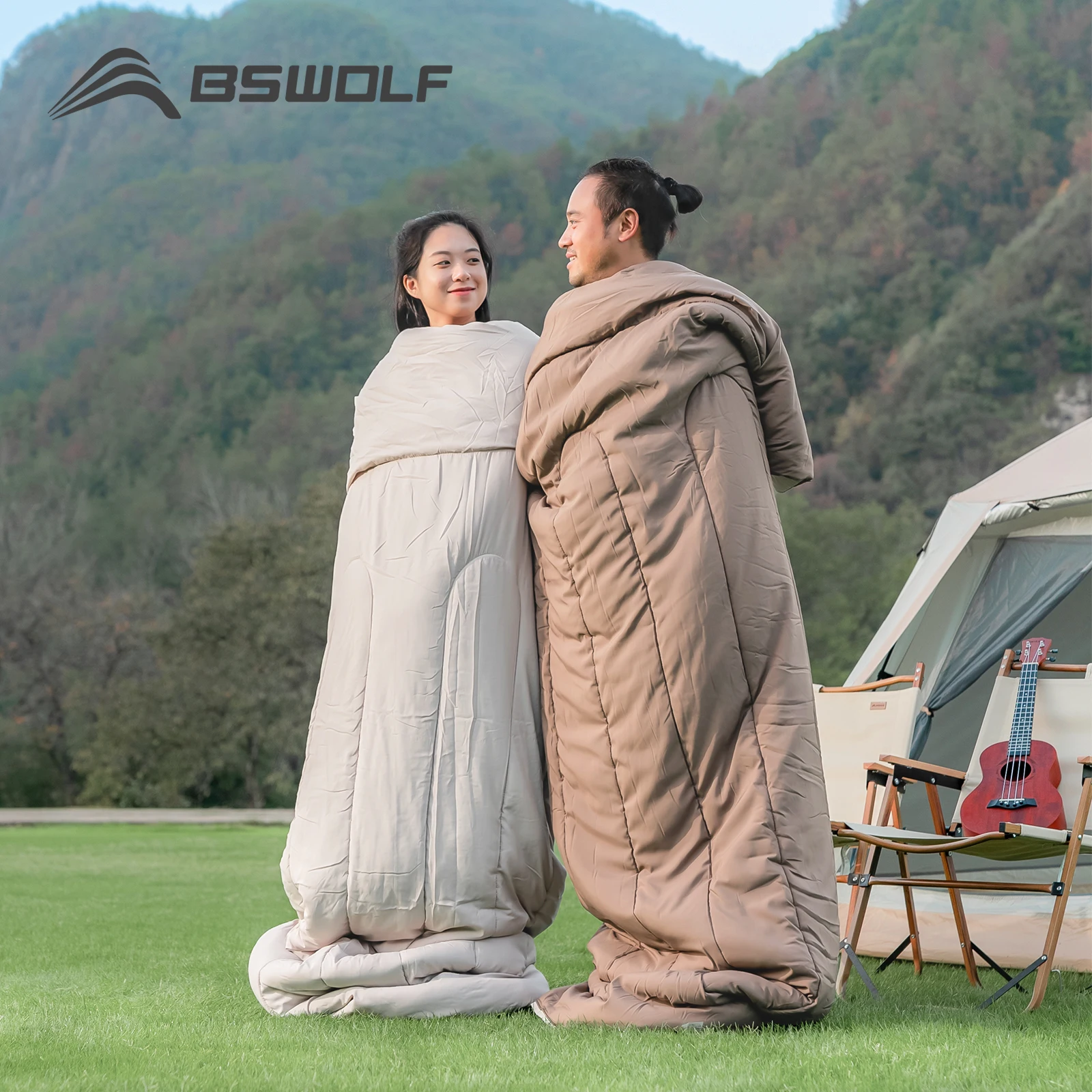 BSWolf 2 Person Camping Sleeping Bag Portable Detachable Sleeping Bag for Travel Outdoor Hiking image 6