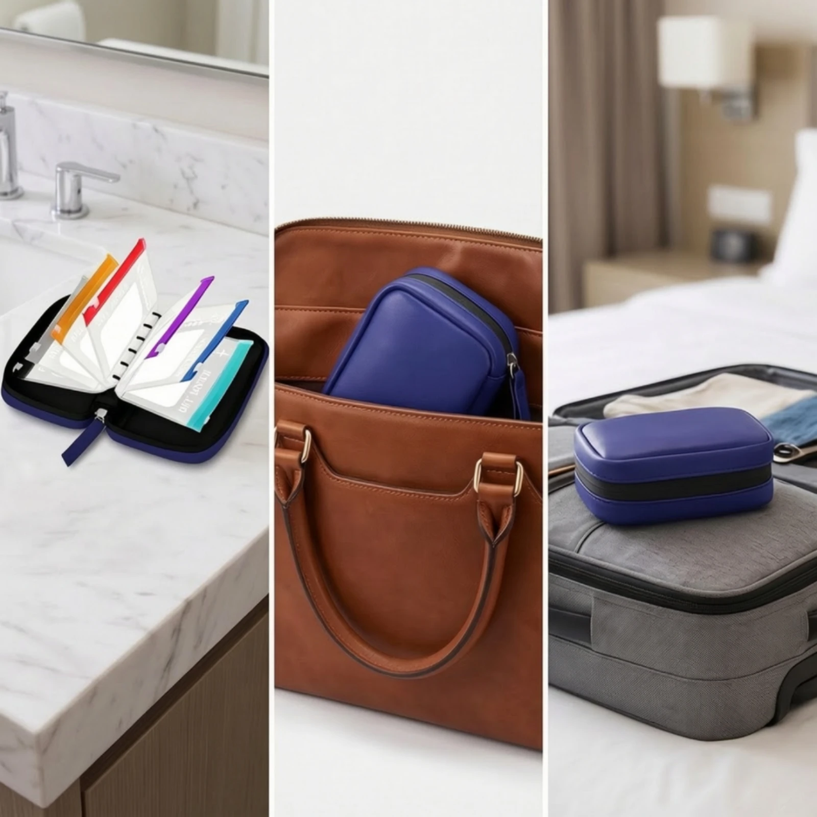 Medication Organizer with Sleeves Hard Shell Medication Case with Zipper Medication Pouch Case Waterproof Medicine Holder