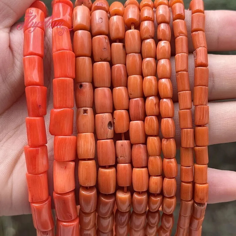 

Natural Coral Column Shape Stone Beads Spacer DIY Strand 15Inches For Jewelry Making Necklace Bracelets Earring Loose Beads