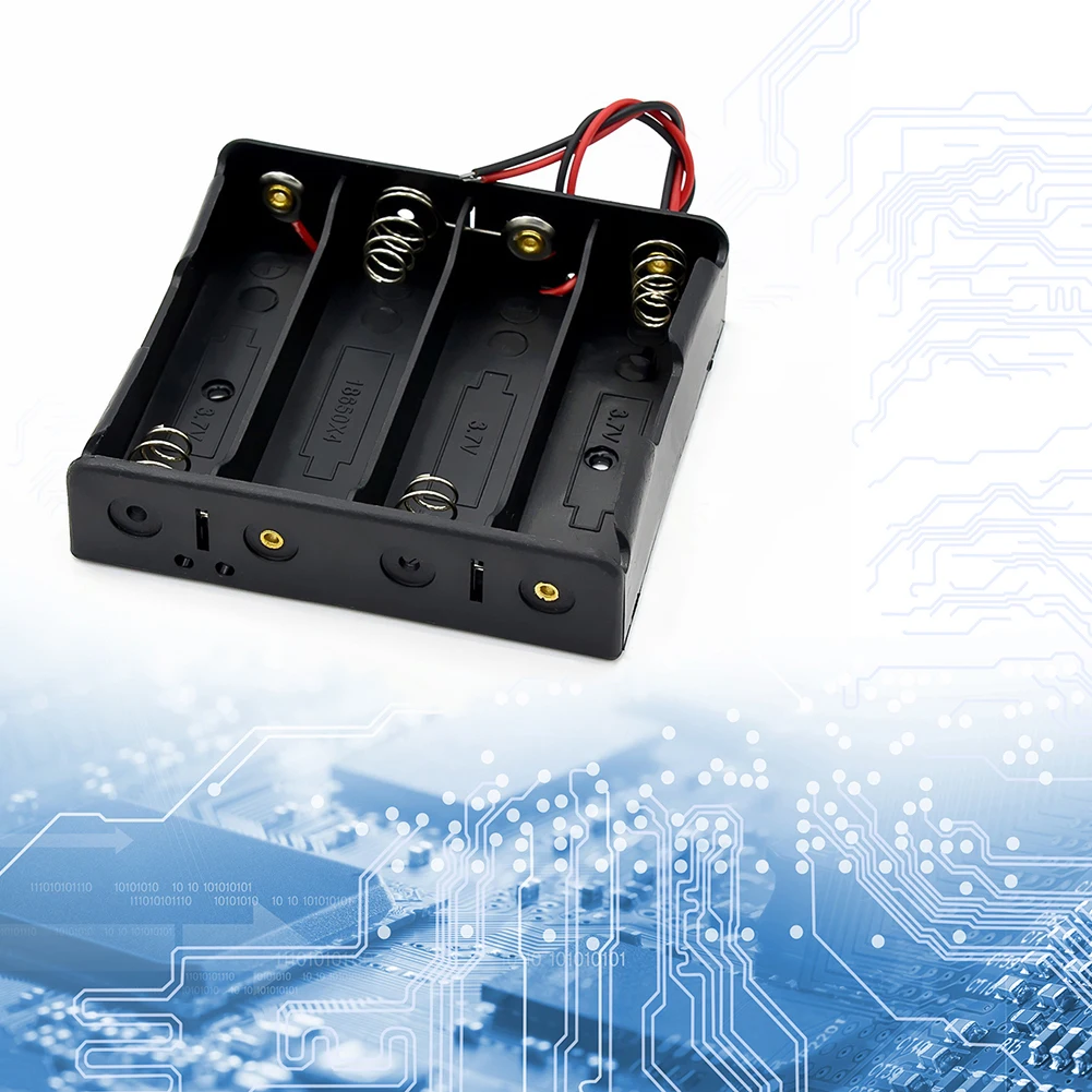 

1 2 3 4 Slot 18650 Battery Storage Box Case Plastic 18650 Holder Box with Wire Lead Black for 18650 3.7V Battery