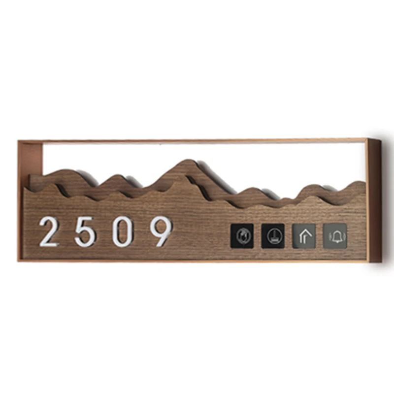 Hotel luminous door plate homestay solid wood door plate intelligent electronic cleaning do not disturb doorbell room door plate